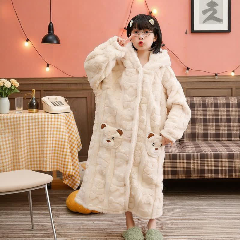 Accappatoio per bambini in peluche con cappuccio e bottoni a forma di orecchie d'orso - image 6