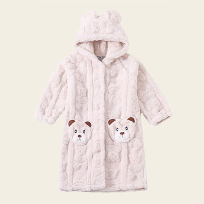 Accappatoio per bambini in peluche con cappuccio e bottoni a forma di orecchie d'orso - Bianco - Accappatoio - Bambino: 170-180 cm - image 10