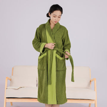 Accappatoio in cotone color block in stile minimalista - image 0