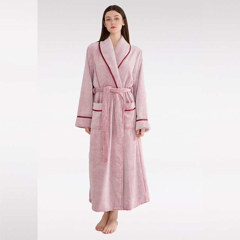 Accappatoio caldo unisex in peluche tinta unita - Rosa - XL - image 5