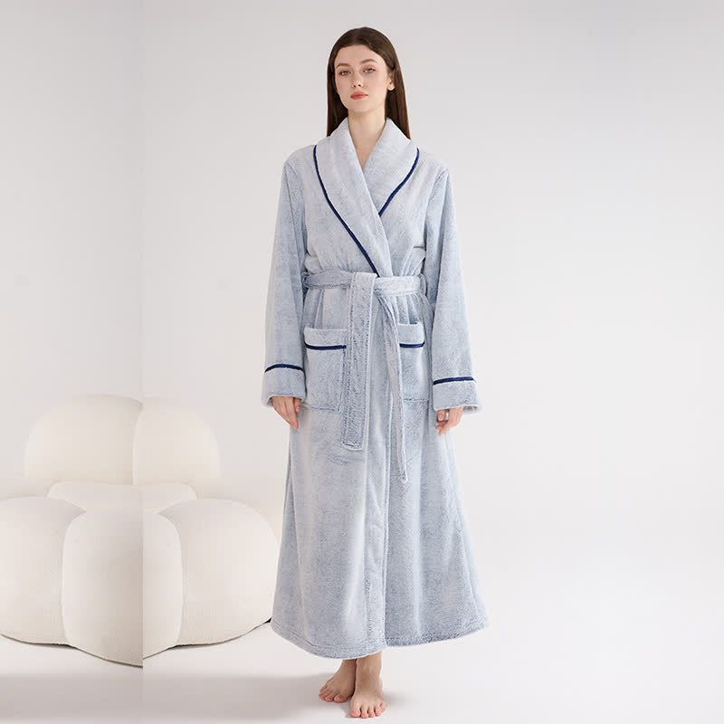 Accappatoio caldo unisex in peluche tinta unita - Azzurro chiaro - XL - image 6