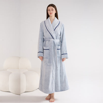 Accappatoio caldo unisex in peluche tinta unita - Azzurro chiaro - XL - image 6