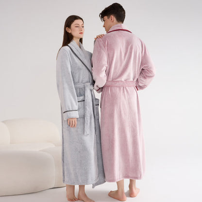 Accappatoio caldo unisex in peluche tinta unita - image 3
