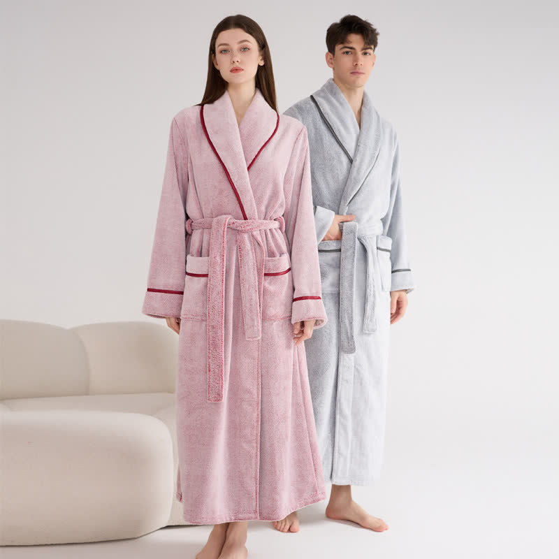 Accappatoio caldo unisex in peluche tinta unita - image 0