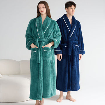 Accappatoio lungo unisex in peluche, caldo e solido - image 0