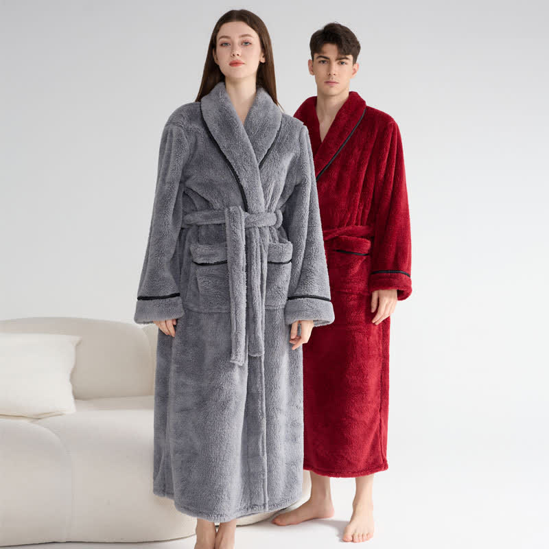 Accappatoio lungo unisex in peluche, caldo e solido - image 1