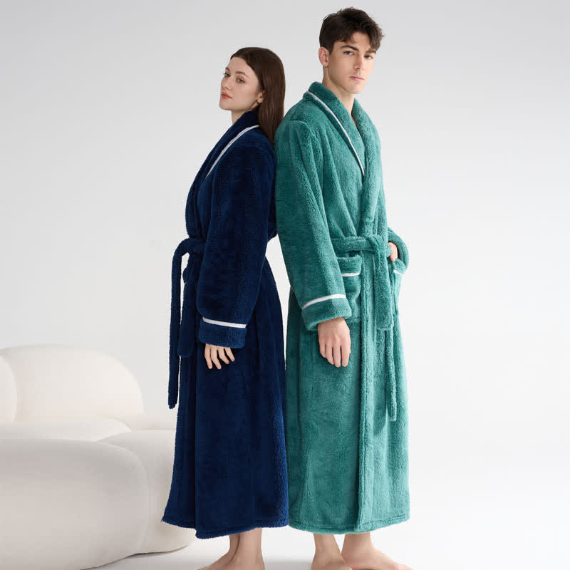 Accappatoio lungo unisex in peluche, caldo e solido - image 2