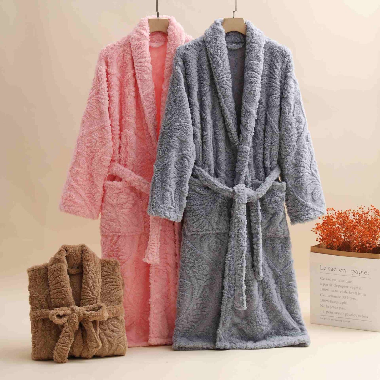 Accappatoio unisex in peluche jacquard retrò caldo - image 1