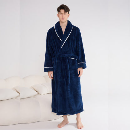 Accappatoio lungo unisex in peluche, caldo e solido - image 9