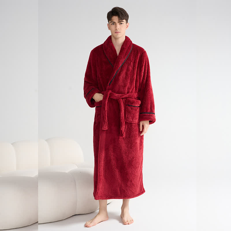 Accappatoio lungo unisex in peluche, caldo e solido - image 7
