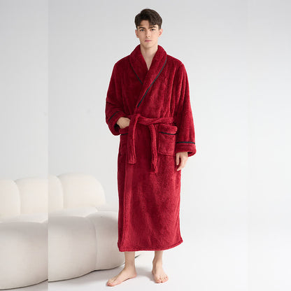 Accappatoio lungo unisex in peluche, caldo e solido - image 7