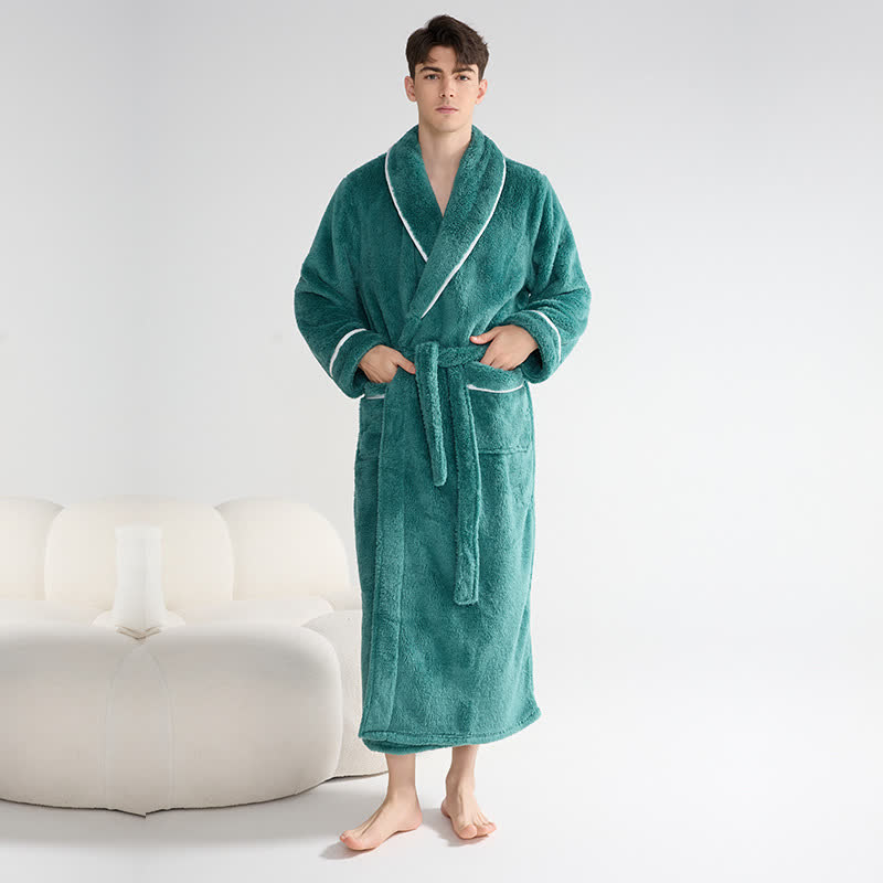 Accappatoio lungo unisex in peluche, caldo e solido - image 5