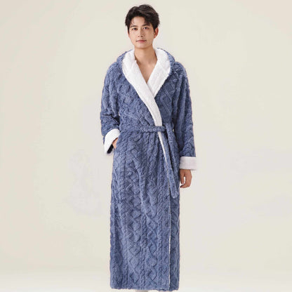 Accappatoio caldo in peluche con cappuccio in jacquard - image 3