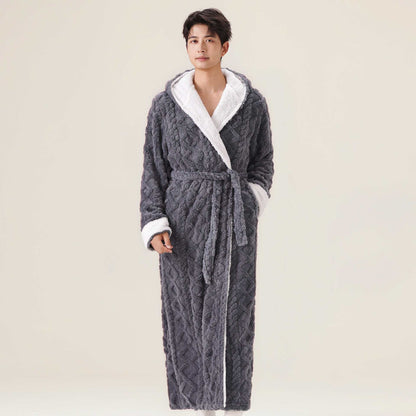 Accappatoio caldo in peluche con cappuccio in jacquard - image 1