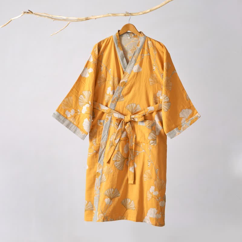 Kimono in garza di cotone e ginkgo - image 49