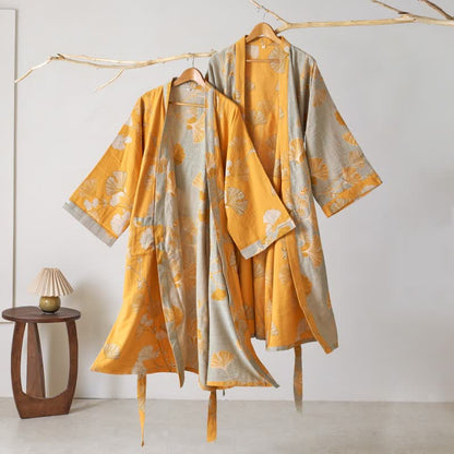 Kimono in garza di cotone e ginkgo - image 47
