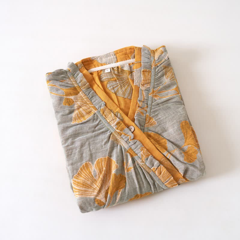 Camicia da notte in cotone ispirata all'Hanfu con foglie di Ginkgo - image 33