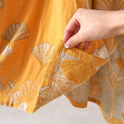Camicia da notte in cotone ispirata all'Hanfu con foglie di Ginkgo - image 31
