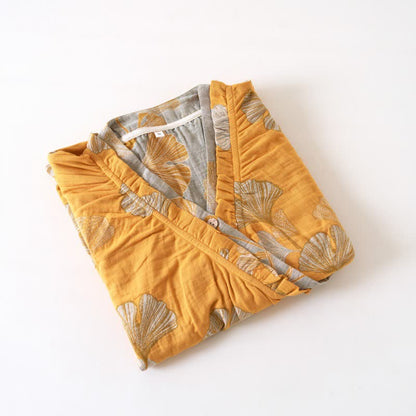 Camicia da notte in cotone ispirata all'Hanfu con foglie di Ginkgo - image 29