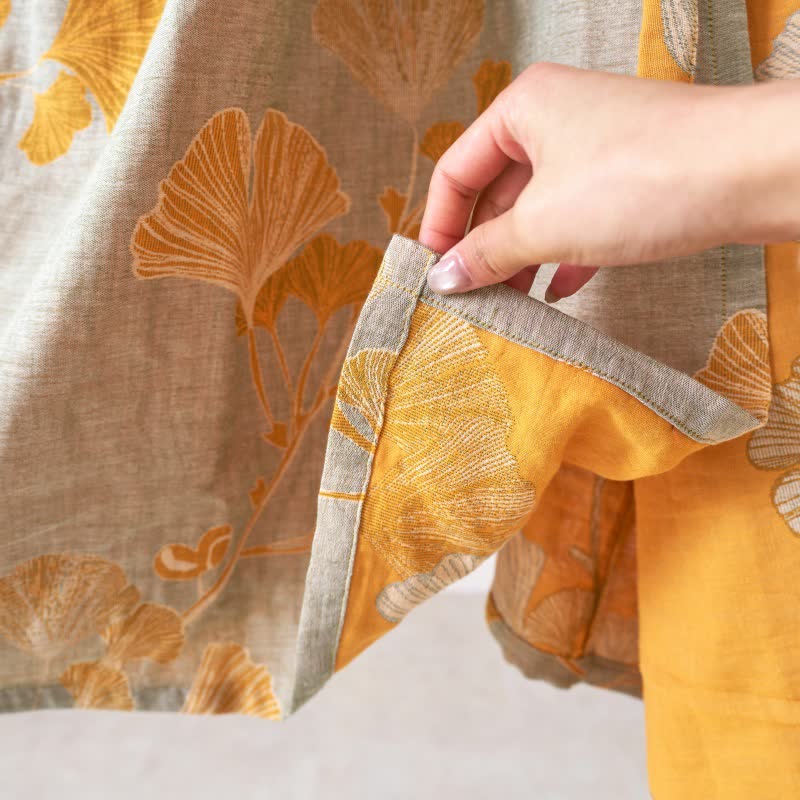 Camicia da notte in cotone ispirata all'Hanfu con foglie di Ginkgo - image 35