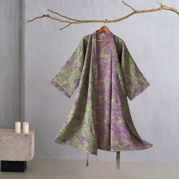 Kimono in garza di cotone Dreamy Butterfly - Verde - XL - image 0