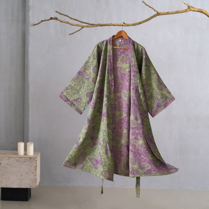 Kimono in garza di cotone Dreamy Butterfly - Verde - XL - image 0