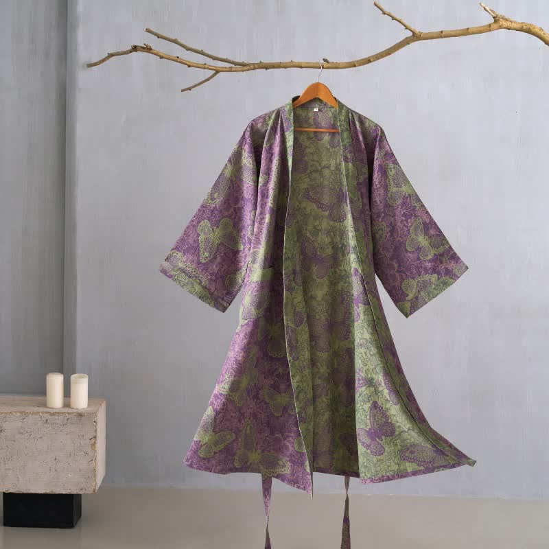 Kimono in garza di cotone Dreamy Butterfly - Viola - XL - image 9
