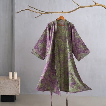 Kimono in garza di cotone Dreamy Butterfly - Viola - XL - image 9