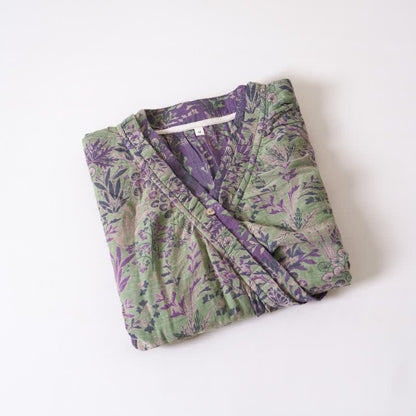 Camicia da notte in cotone con volant e motivo botanico - image 3