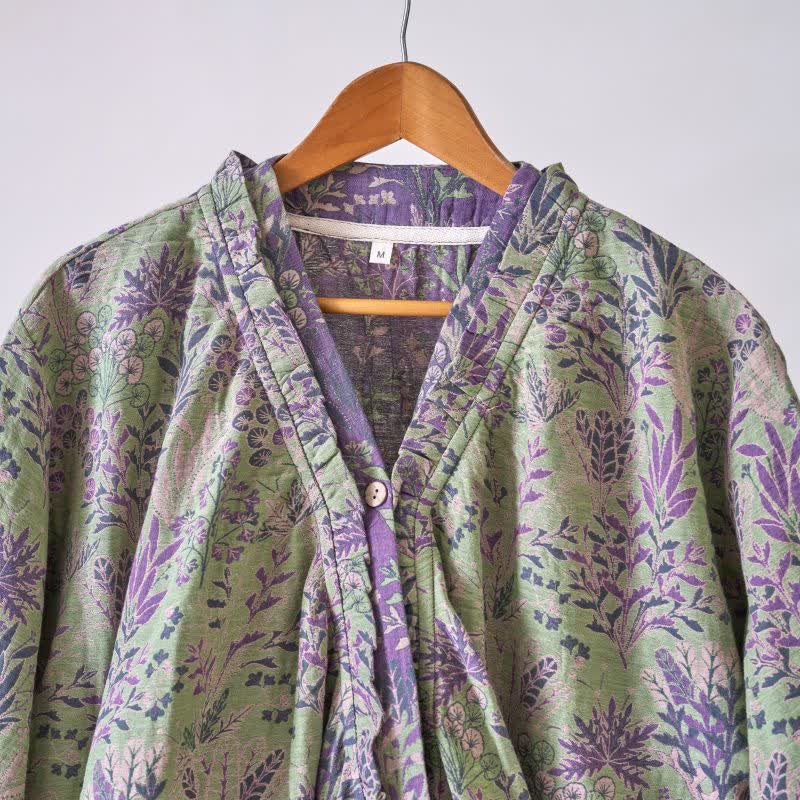 Camicia da notte in cotone con volant e motivo botanico - image 4