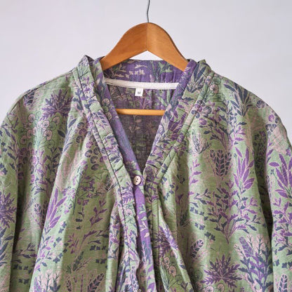Camicia da notte in cotone con volant e motivo botanico - image 4