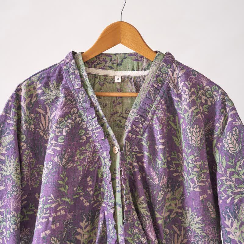Camicia da notte in cotone con volant e motivo botanico - image 10