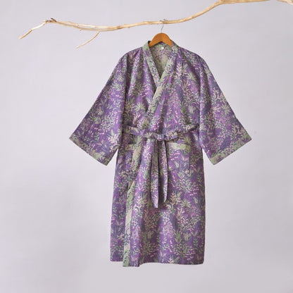 Kimono in garza di cotone con piante botaniche - image 3