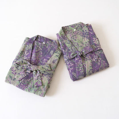 Kimono in garza di cotone con piante botaniche - image 2