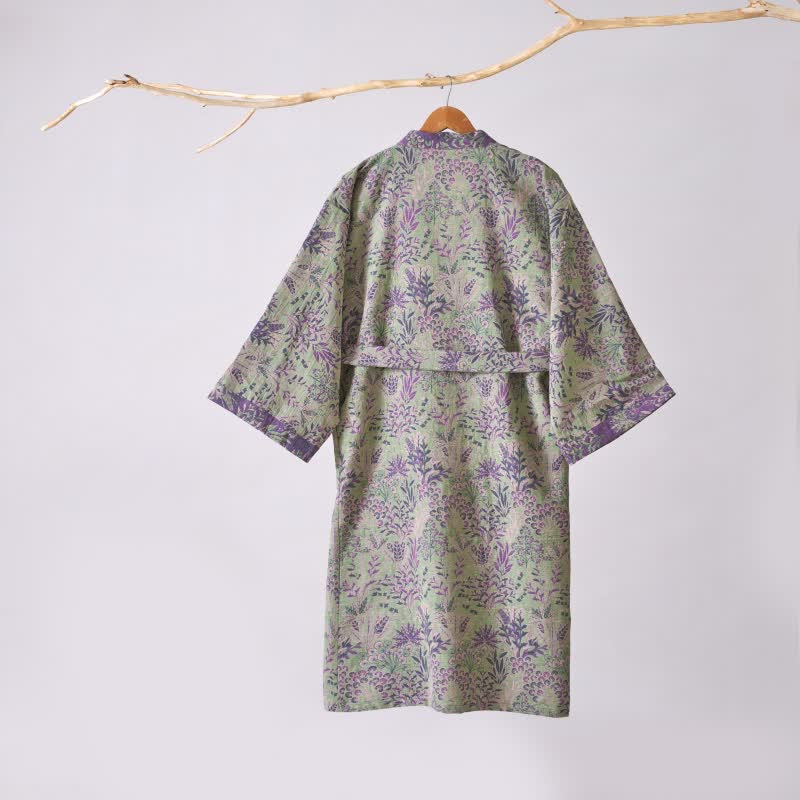 Kimono in garza di cotone con piante botaniche - image 10