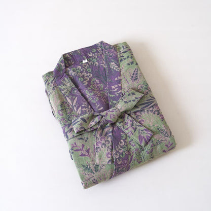 Kimono in garza di cotone con piante botaniche - image 11