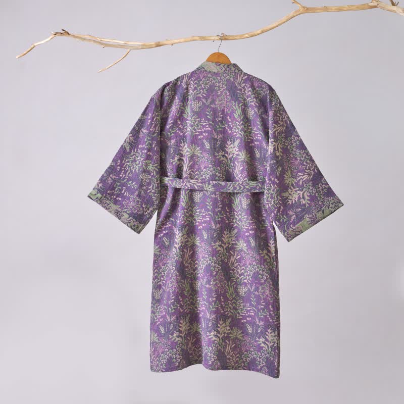 Kimono in garza di cotone con piante botaniche - image 4