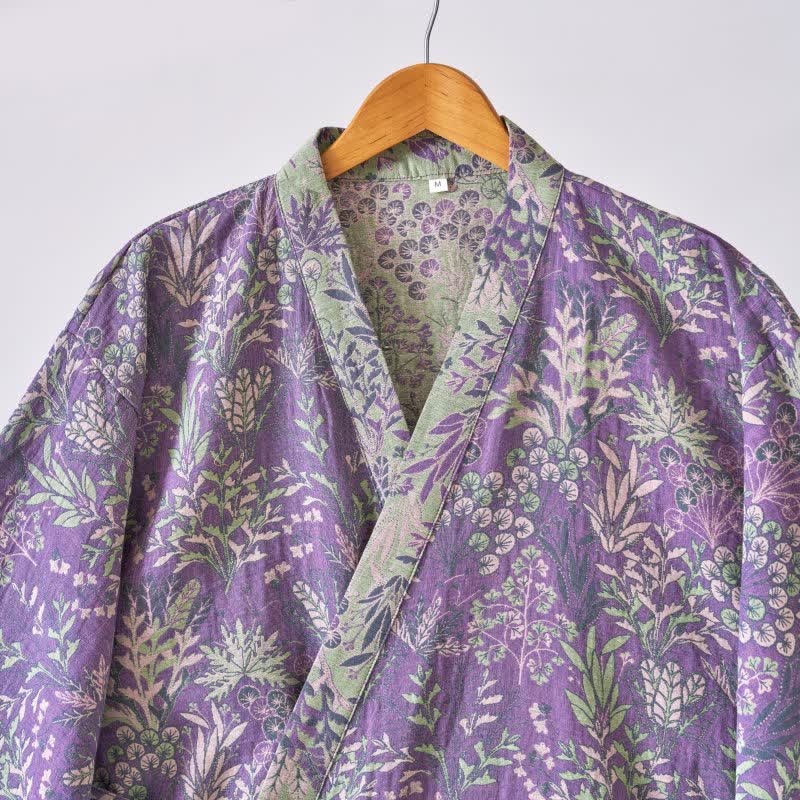 Kimono in garza di cotone con piante botaniche - image 6