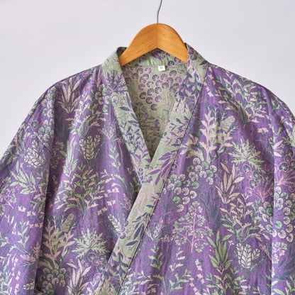 Kimono in garza di cotone con piante botaniche - image 6