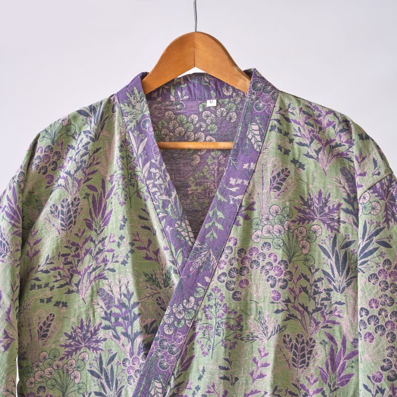 Kimono in garza di cotone con piante botaniche - image 12