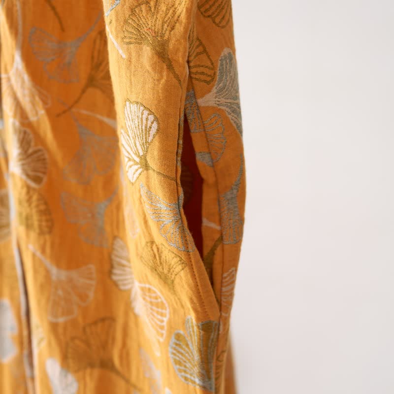 Camicia da notte in cotone con volant e foglie di ginkgo - image 11