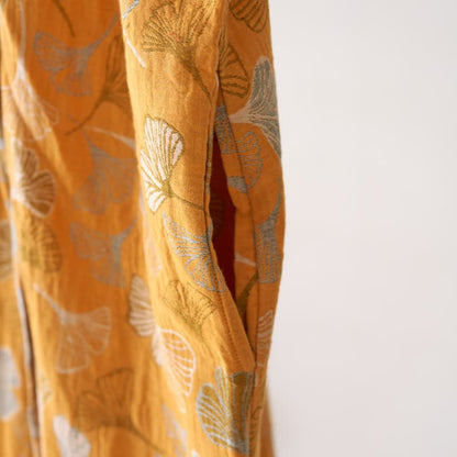 Camicia da notte in cotone con volant e foglie di ginkgo - image 11