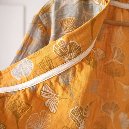 Camicia da notte in cotone con volant e foglie di ginkgo - image 10