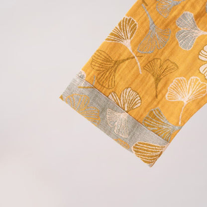 Camicia da notte in cotone con volant e foglie di ginkgo - image 5
