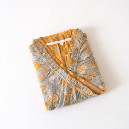 Camicia da notte in cotone con volant e foglie di ginkgo - image 13