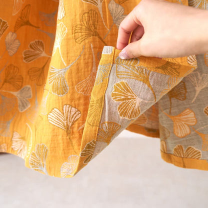 Camicia da notte in cotone con volant e foglie di ginkgo - image 8