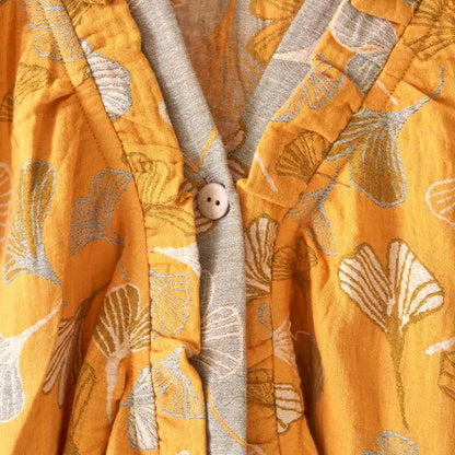 Camicia da notte in cotone con volant e foglie di ginkgo - image 6