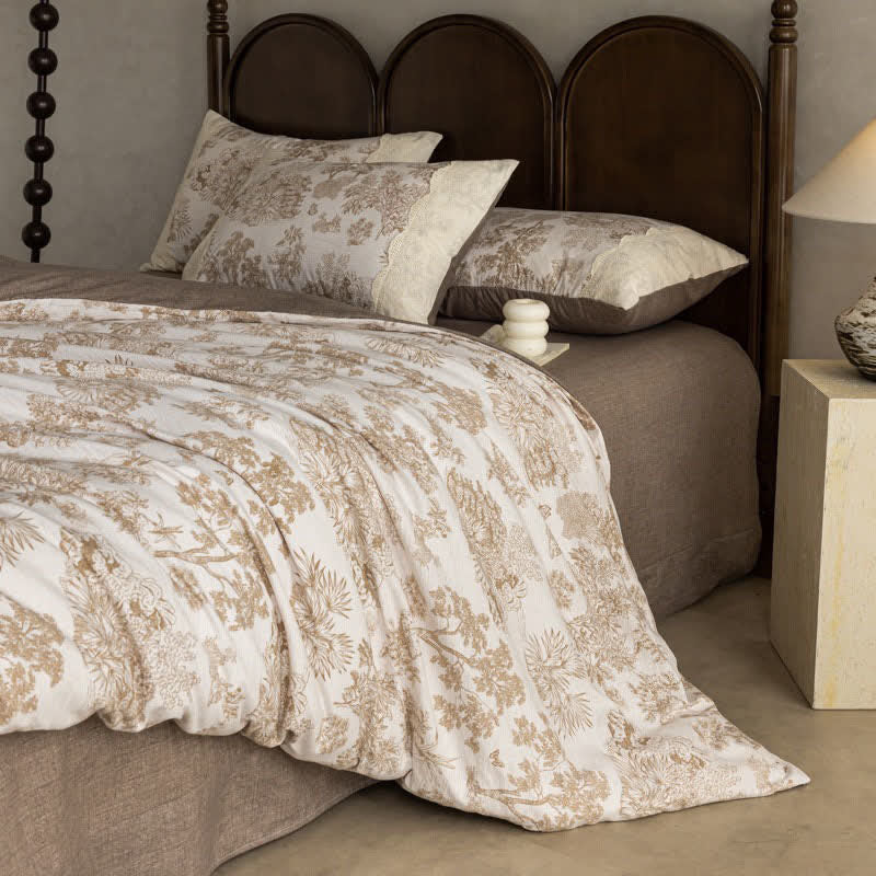 Set di biancheria da letto in cotone e lino in stile fattoria (4 pezzi) - image 3
