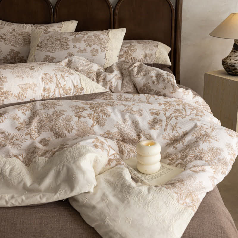 Set di biancheria da letto in cotone e lino in stile fattoria (4 pezzi) - image 2