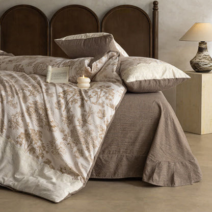 Set di biancheria da letto in cotone e lino in stile fattoria (4 pezzi) - image 1